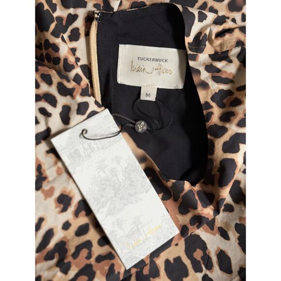 NWT Tuckernuck x India Hicks Leopard Domino Mini Party Dress Brown Black Medium - Picture 6 of 8